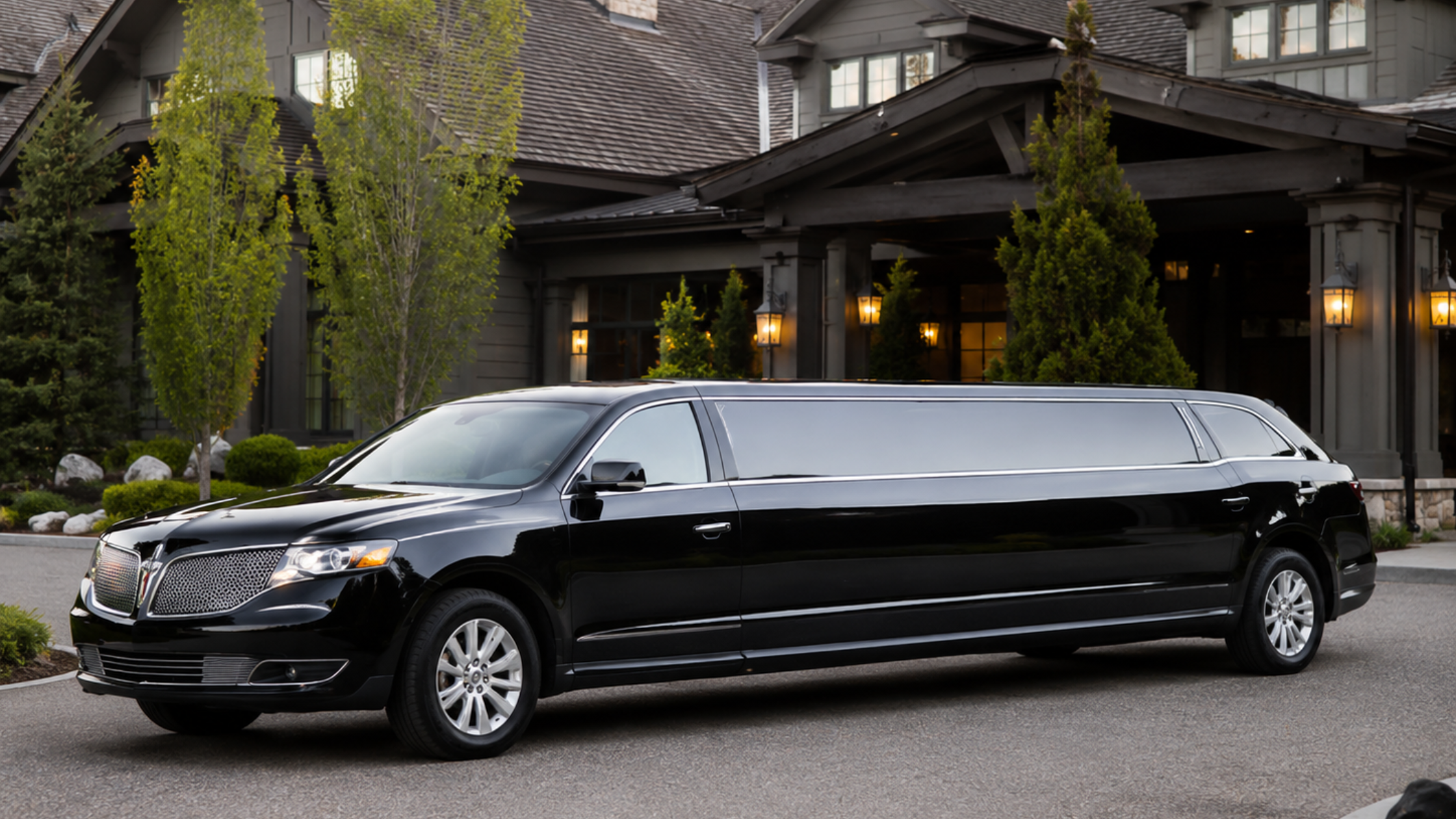 How much does a limo cost in Collingwood — stretch limousine parked outside a Georgian Triangle venue